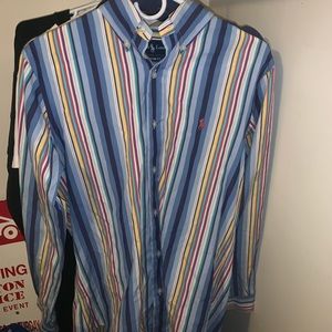 Polo vertical stripe button up